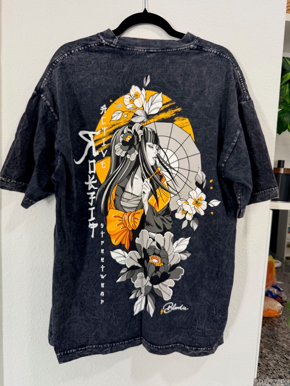 RokFit X Blondie Street Tee Large Black Graphic Oversized Tee